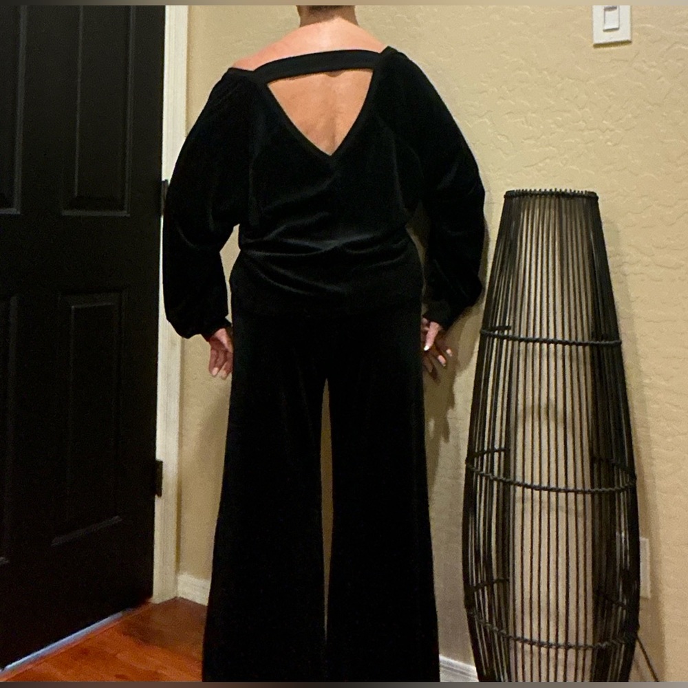 Anthropologie Daily Practice elevated black velour two piece set